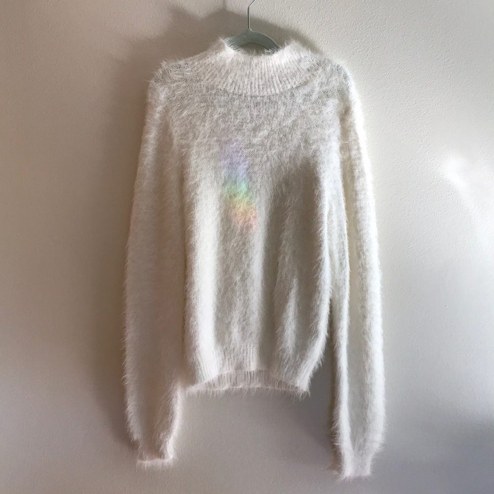 ASOS white fuzzy sweater